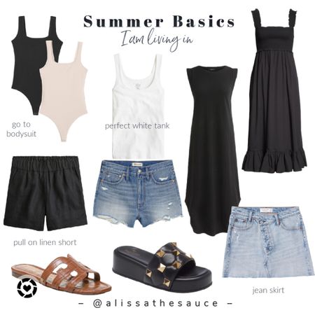 Some of my favorite basics for a casual outfit on sale!
Casual black dress, bodysuits, the perfect tank top, denim skirt, jean shorts 

#LTKunder50 #LTKSale #LTKSeasonal
