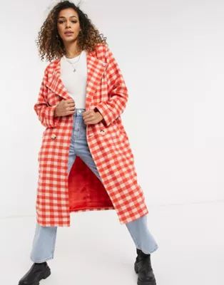 Daisy Street gingham plaid coat | ASOS (Global)