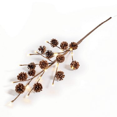 Pre-lit Pinecone Stem, Set of Three | Grandin Road