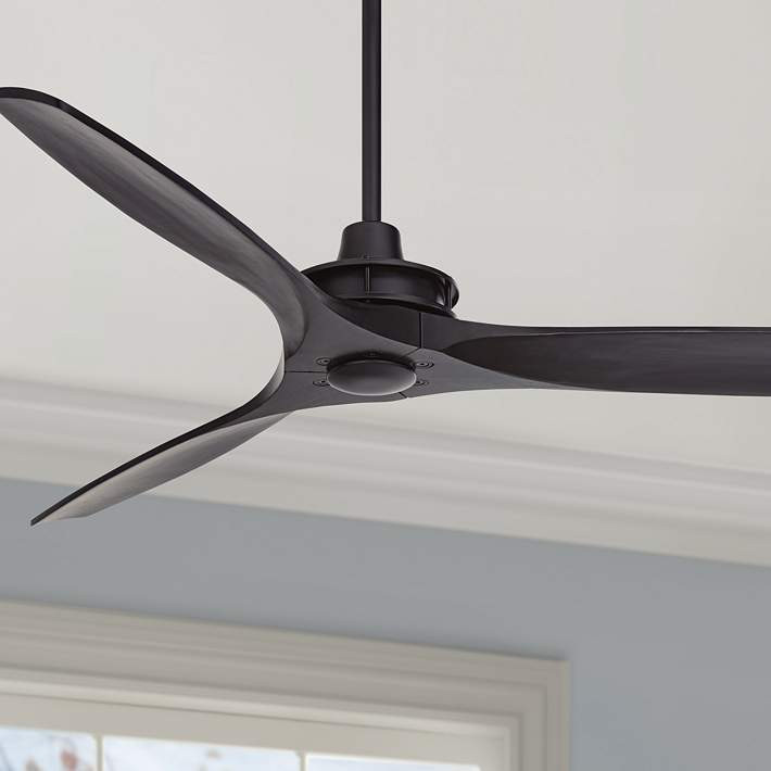 52" Matte Black Mid-Century Ceiling Fan with Wood - #046A1 | Lamps Plus | Lamps Plus