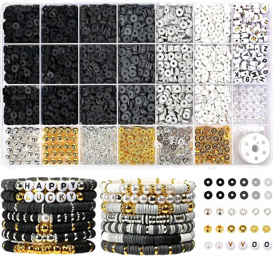 3079pcs 6mm Black Gradient Polymer Clay Round Loose Beads for Bracelets Making | Amazon (US)