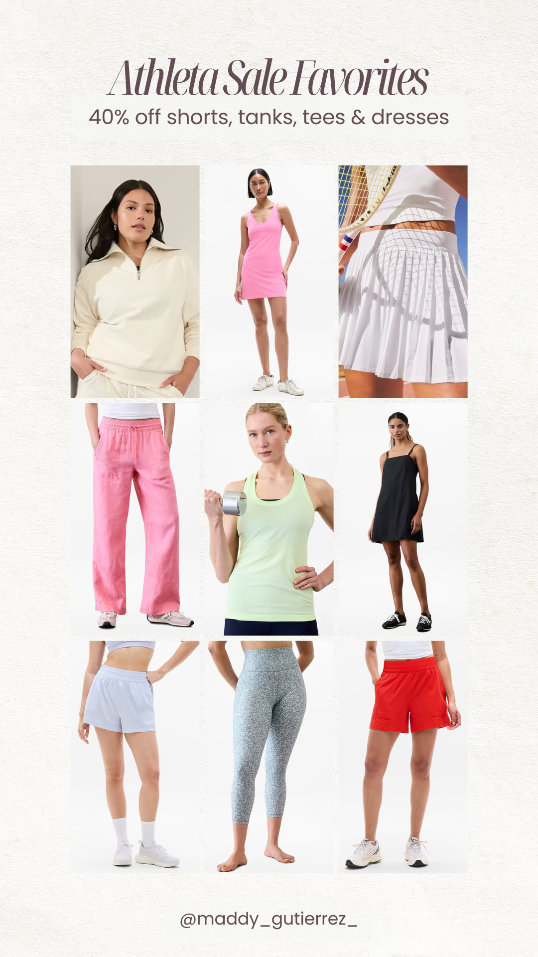 Athleta is currently offering 40% off all shorts, tanks, tees & dresses!


activewear - work out outfits - athleisure - tennis skirt - leggings 

 #LTKSeasonal #LTKActive #LTKSaleAlert