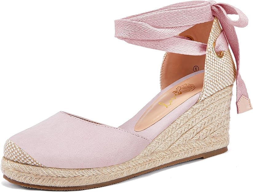 Ruanyu Womens Platform Espadrille Sandals Lace Up Closed Toe Summer Wedge Sandals | Amazon (US)