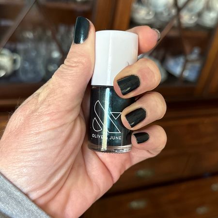 The prettiest pine tree green nail polish from Olive and June! This is the BEST long lasting nail polish! I added some of my other favorite winter colors, too.