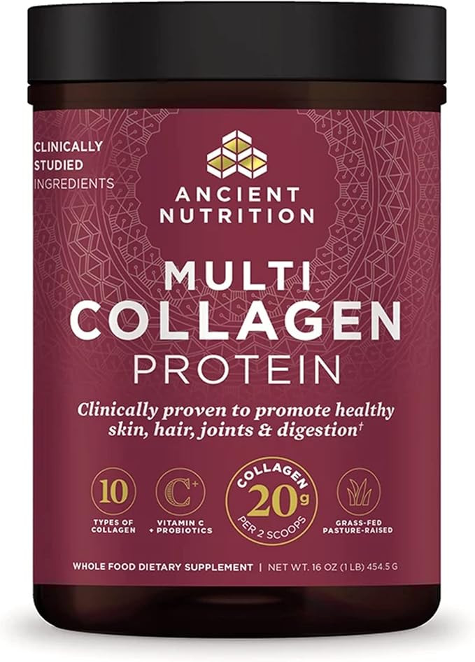 Ancient Nutrition Collagen Powder Protein with Probiotics, Unflavored Multi Collagen Protein with... | Amazon (US)