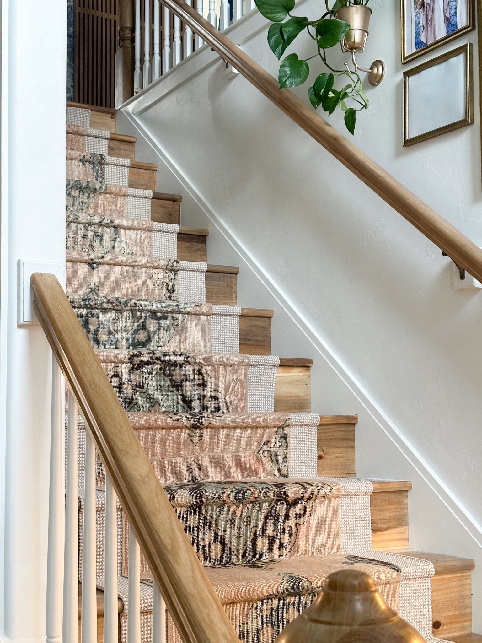 Layered rug magic✨ (since the runner was perfect and beautiful but waaaay too narrow)! 

I love shopping vintage Turkish rugs on Etsy! Each one is unique! Here’s a little collection of gorgeous long runner rugs that could be used on stairs to recreate this look ❤️.

#stairrunner #runnerrug 

#LTKHome