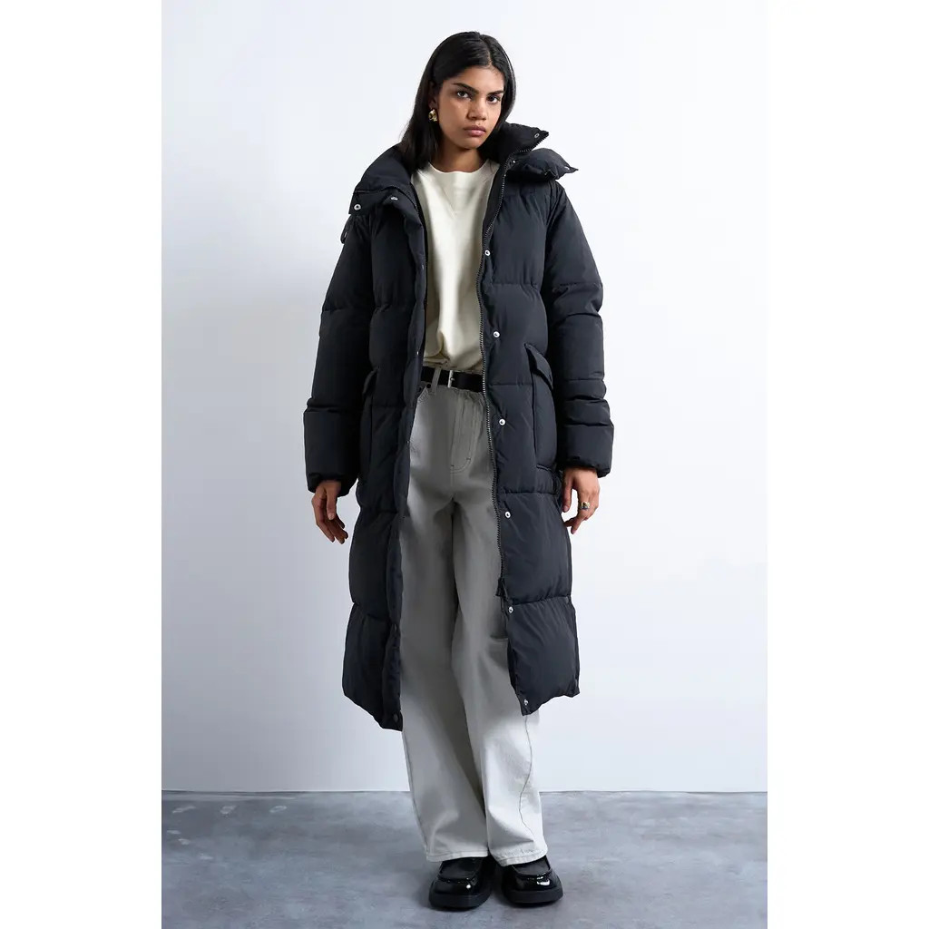 Topshop Longline Quilted Puffer Coat in Black at Nordstrom Rack, Size X-Small | Nordstrom Rack