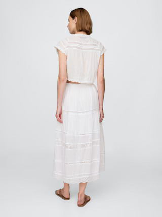 Tiered Lace-Trim Maxi Skirt | Gap | Gap (US)