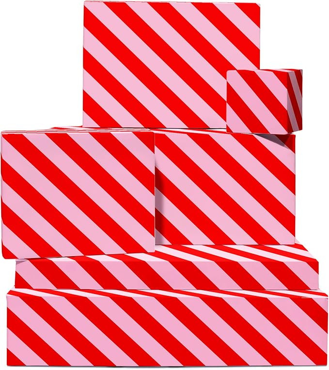 CENTRAL 23 Red and Pink Wrapping Paper - 6 Sheets of Gift Wrap - Stripes - For Women Girls Teenag... | Amazon (US)