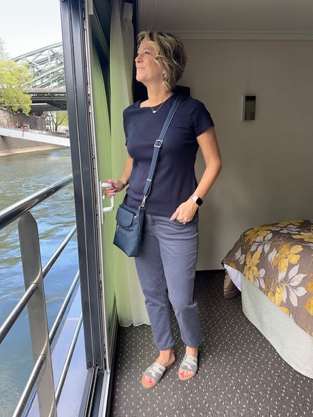 Vacation outfit for Europe, Wearing size medium in shirt, 10 in pants and I’m 5’8”, travel outfit, river cruise outfit, anti-theft bag, crossbody bag,

#LTKshoecrush #LTKtravel