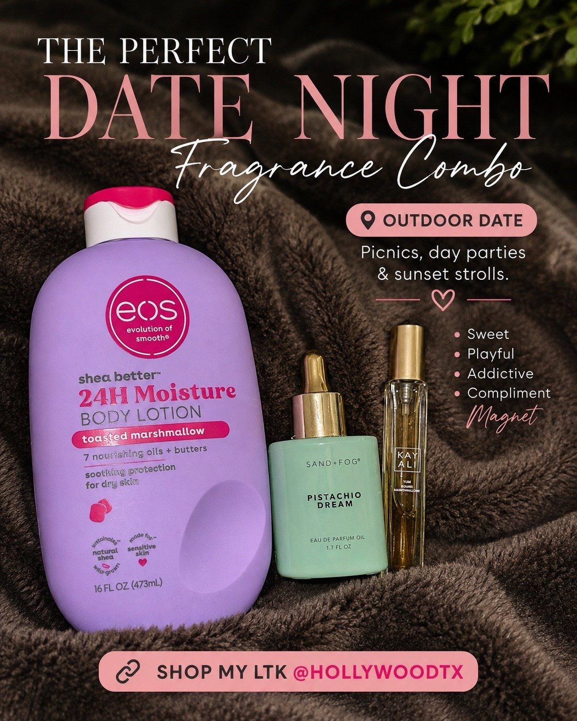 Outdoor date season calls for a fragrance combo that’s sweet, playful AND unforgettable. 💜✨

Layer EOS Toasted Marshmallow Body Lotion + Sand + Fog Pistachio Dream + Kayali Yum Boujee Marshmallow for a creamy pistachio-marshmallow scent that smells delicious without being too heavy for a daytime date.

Perfect for picnics, outdoor concerts, day parties and sunset strolls. 🌅💕 This is definitely a compliment-magnet combo!

Shop all 3 on my LTK now and get your date-night fragrance lineup ready! 🛍️

#LTKgrwm #LTKselfcare #LTKBeauty