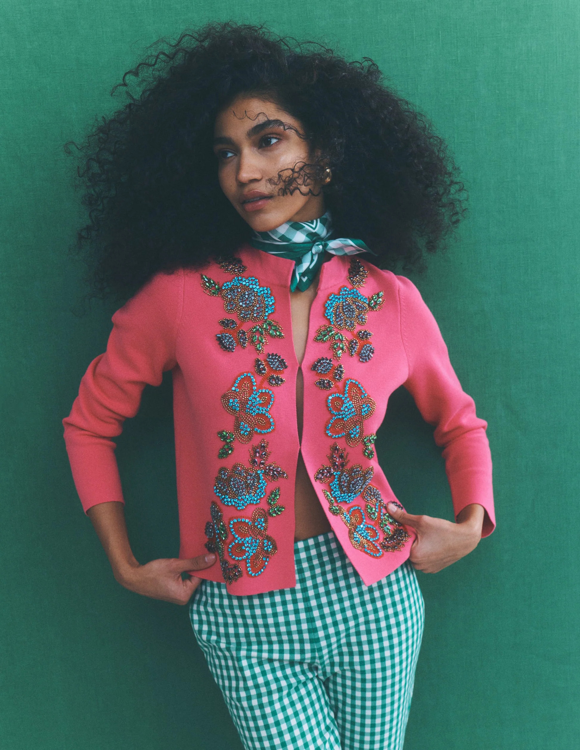 Elena Stand Neck Jacket-Pink Embroidery | Boden (US)