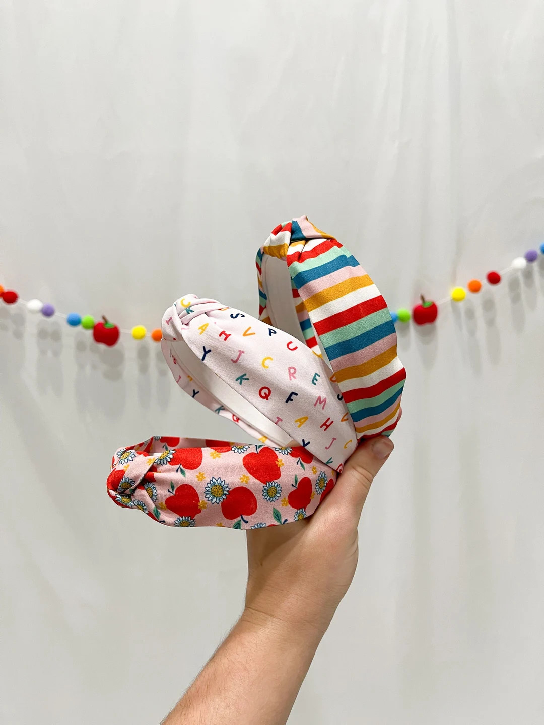 Back to School Knotted Headband, Apples And Alphabet Top Knot Headband, For Teacher & Kids, Schoo... | Etsy (US)