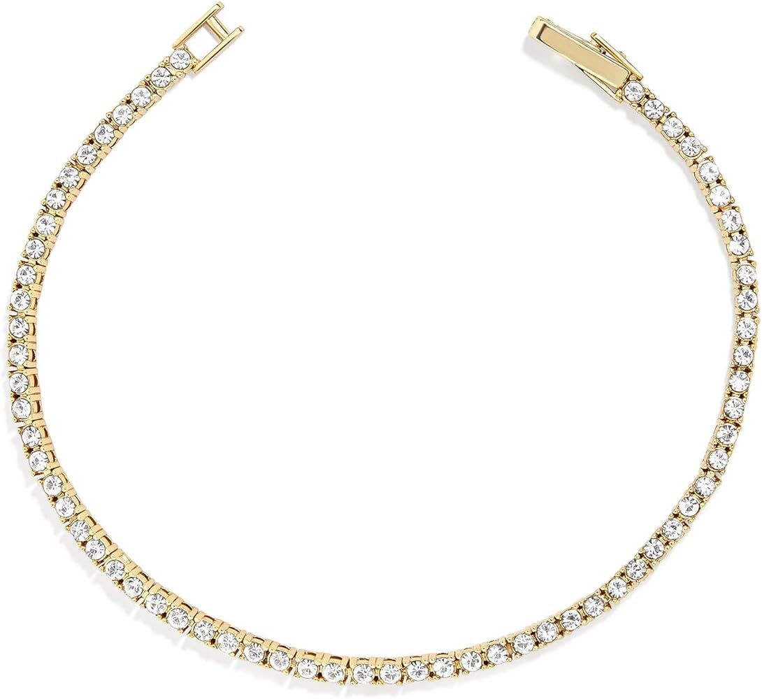 Bennett Tennis Bracelet for Women, Gold-Plated Brass - Hypoallergenic W/Cubic Zirconia Stones | Amazon (US)