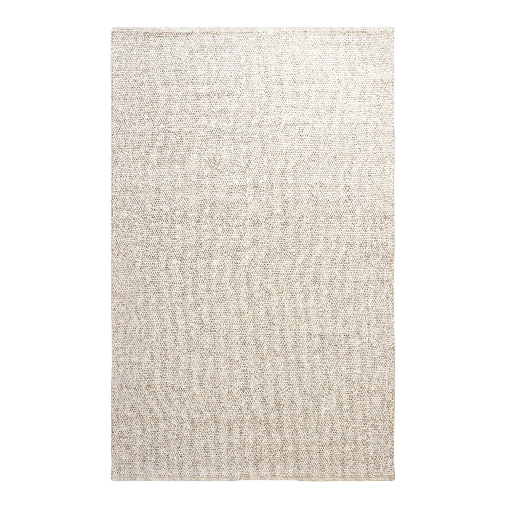 Emilie Ivory Tonal Sweater Wool Area Rug | World Market