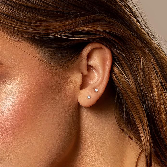 316L Surgical steel Stud Earrings Cubic Zirconia Earrings Screw Back Earrings for Women Men Carti... | Amazon (US)