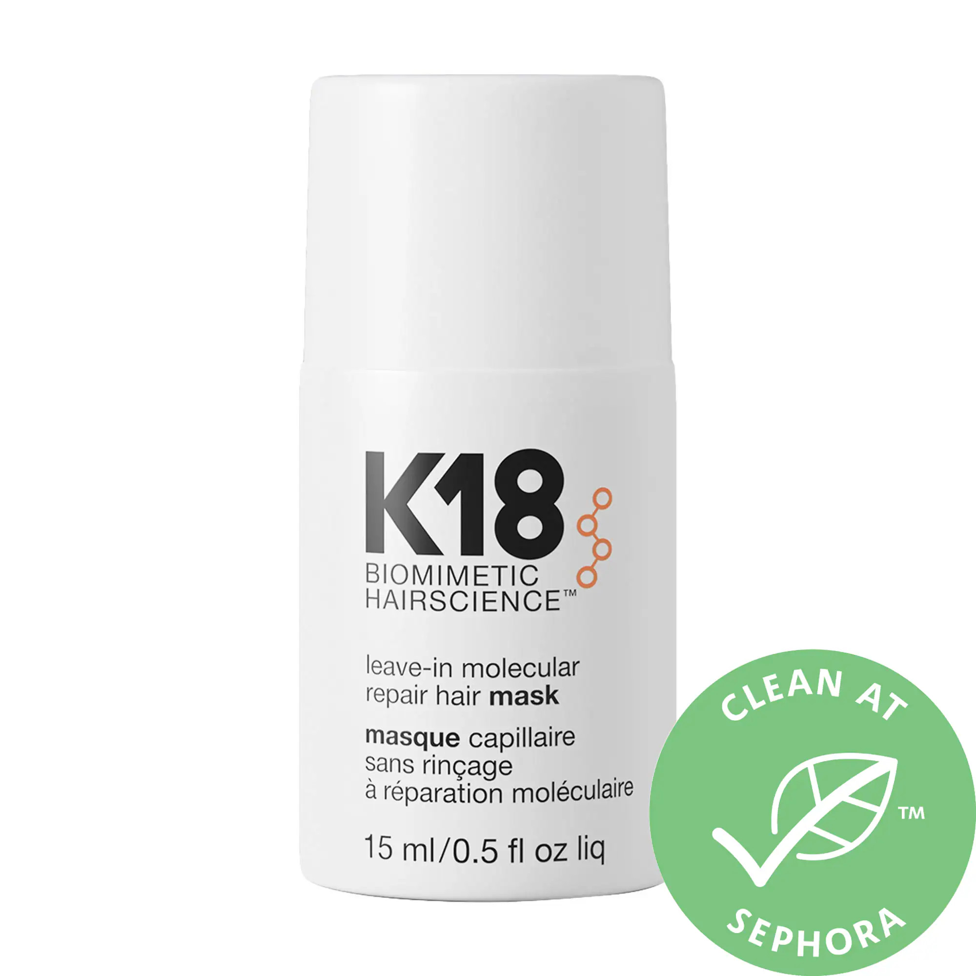 K18 Biomimetic Hairscience Mini Leave-In Molecular Repair Hair Mask 0.5 oz/ 15 mL | Sephora (US)