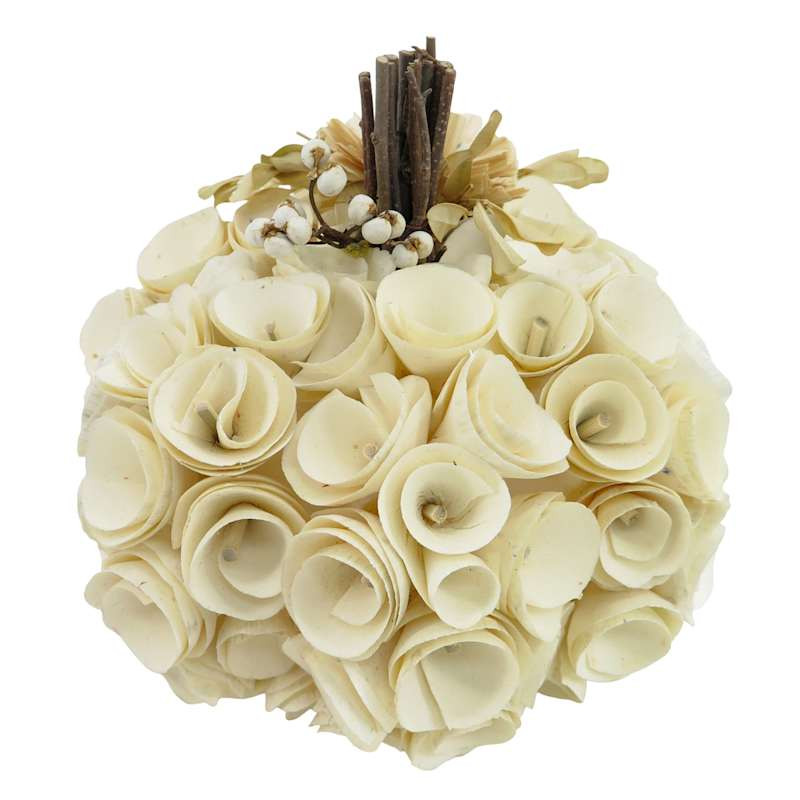 White Wooden Pumpkin, 7" | At Home