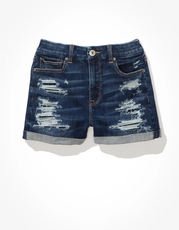 AE Ne(x)t Level Curvy High-Waisted Denim Short Short | American Eagle Outfitters (US & CA)