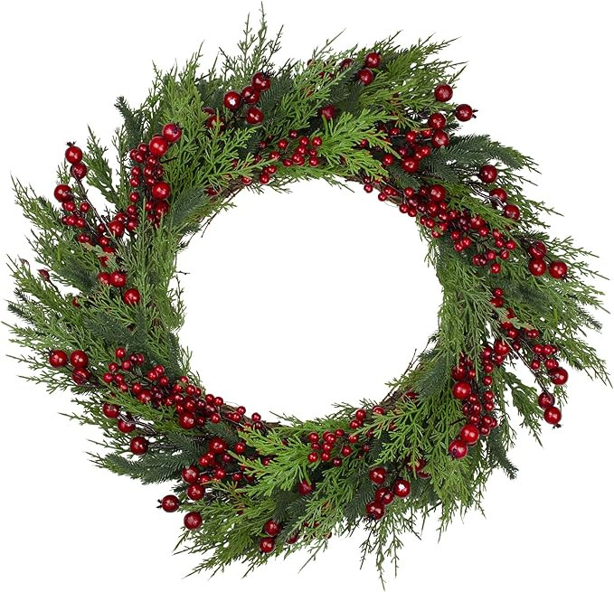 Mixed Pine and Berries Artificial Christmas Wreath - 26 inch, Unlit | Amazon (US)