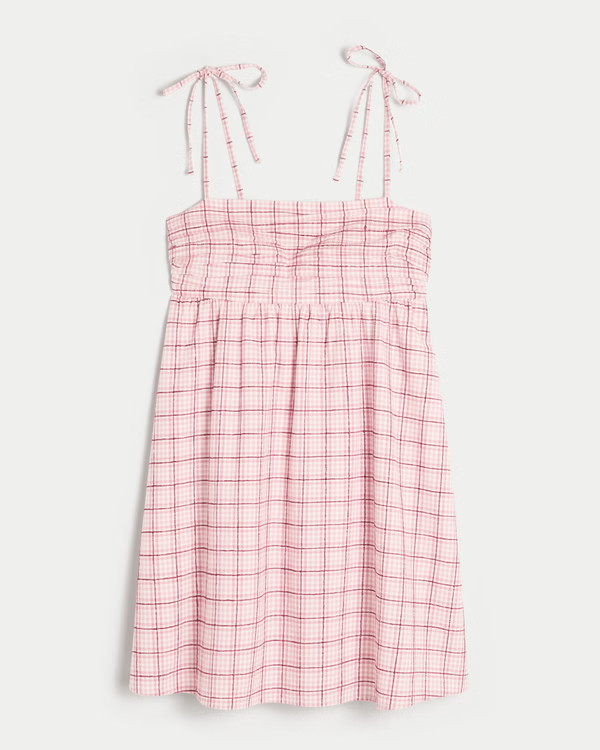 Tie-Strap Babydoll Mini Dress | Hollister (US)