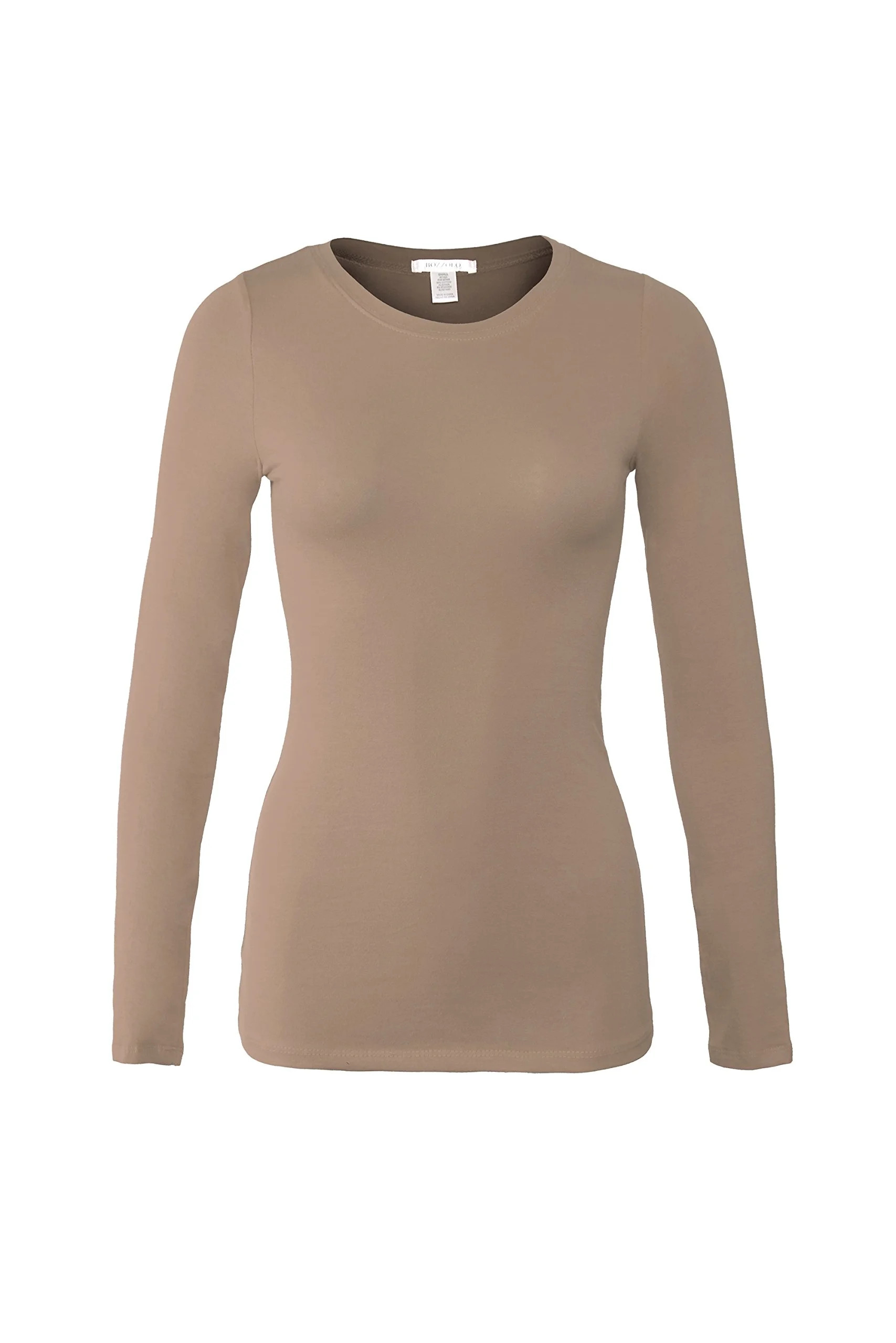 Bozzolo Women's RT1200 Basic Round Neck Long Sleeve T Shirt Top | Walmart (US)