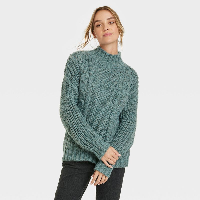 Women's Turtleneck Cable Knit Pullover Sweater - Universal Thread™ | Target