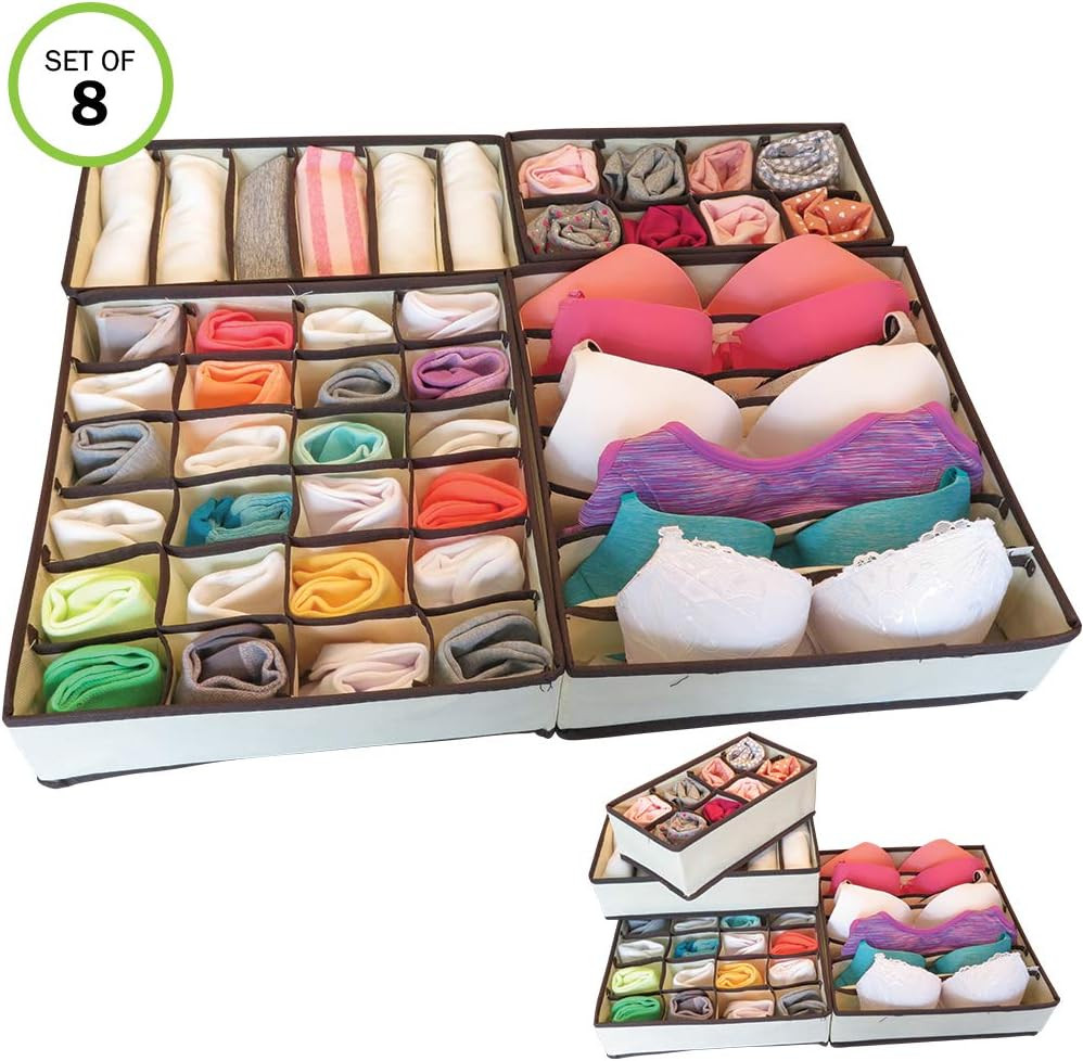 Evelots Underwear Organizer Drawer-Foldable-Socks/Bras/Scarves-90 Sections-Set/8 | Amazon (US)