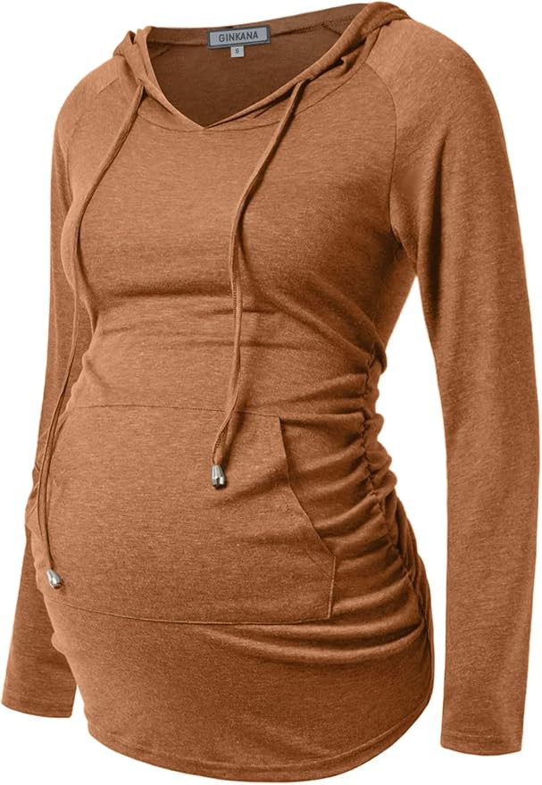 GINKANA Maternity Hoodie Long Sleeves Shirts Casual Maternity Top Pregnancy Sweatshirt Casual Clo... | Amazon (US)