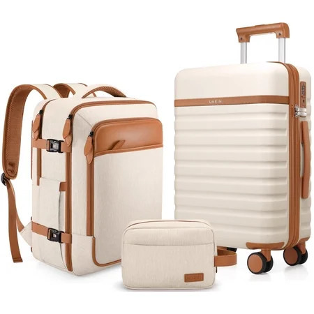 UKEIN Luggage Sets 3 Piece, Carry On Luggage with Wheels, 20 Inch Hardshell Suitcase with TSA Lock, 100% PC Carry On Suitcases Airline Approved With Travel Backpack for Men Women | Walmart (US)