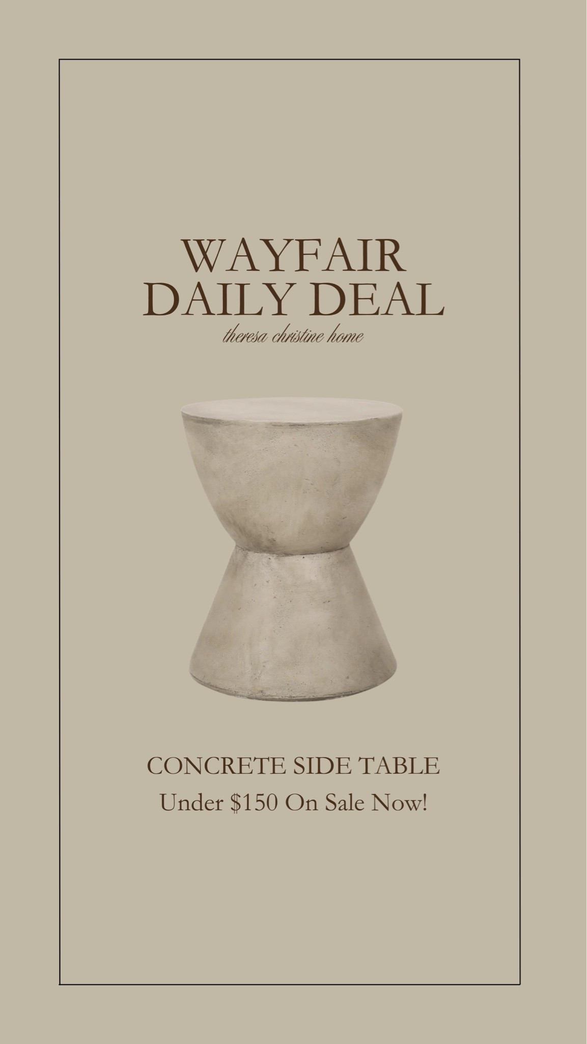 Wayfair daily deal! The prettiest concrete side table 🤍 Love the hourglass shape of this table!