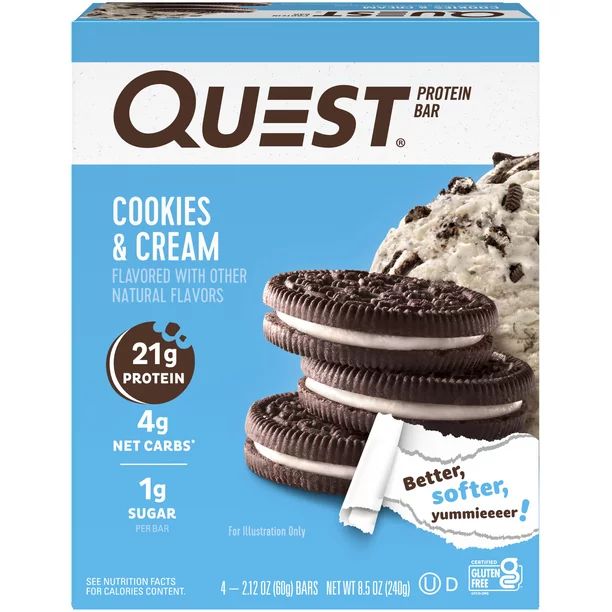 Quest Bar Cookies & Cream 4pk - Walmart.com | Walmart (US)