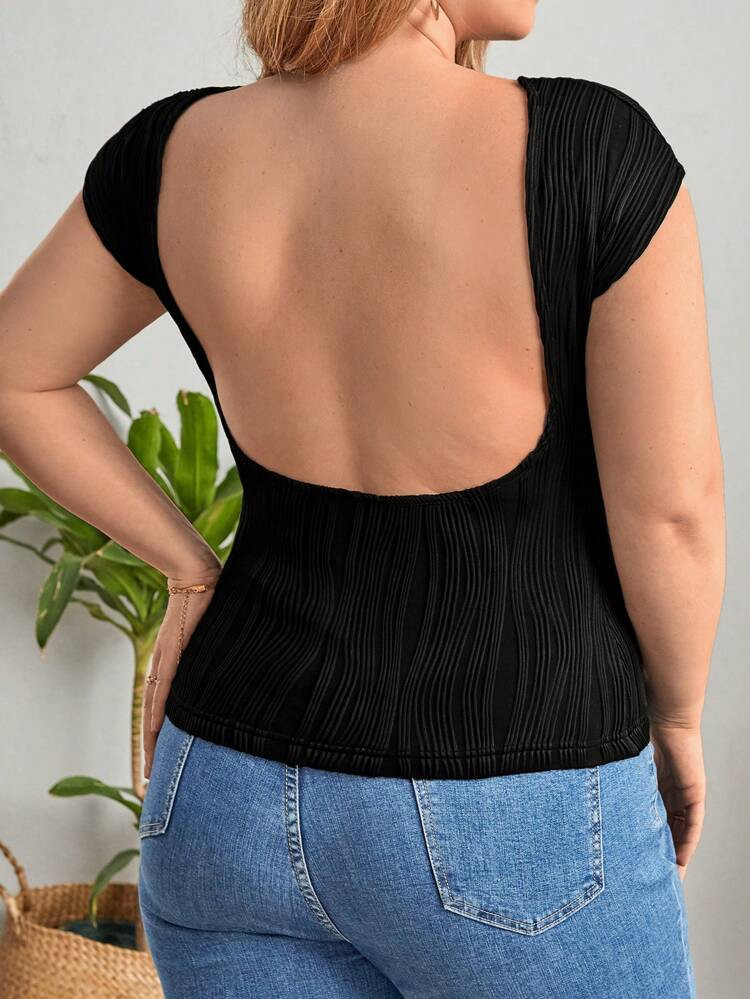 SHEIN Unity Plus Solid Backless Tee | SHEIN