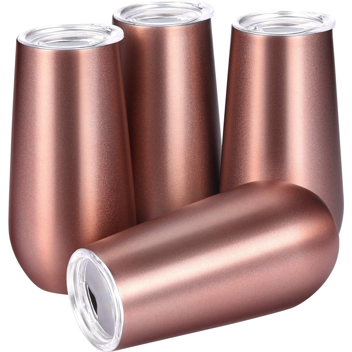Skylety 4 Pack Stemless Double-insulated Wine Tumbler Champagne Flutes, 6 OZ Reusable Cocktail Cu... | Amazon (US)