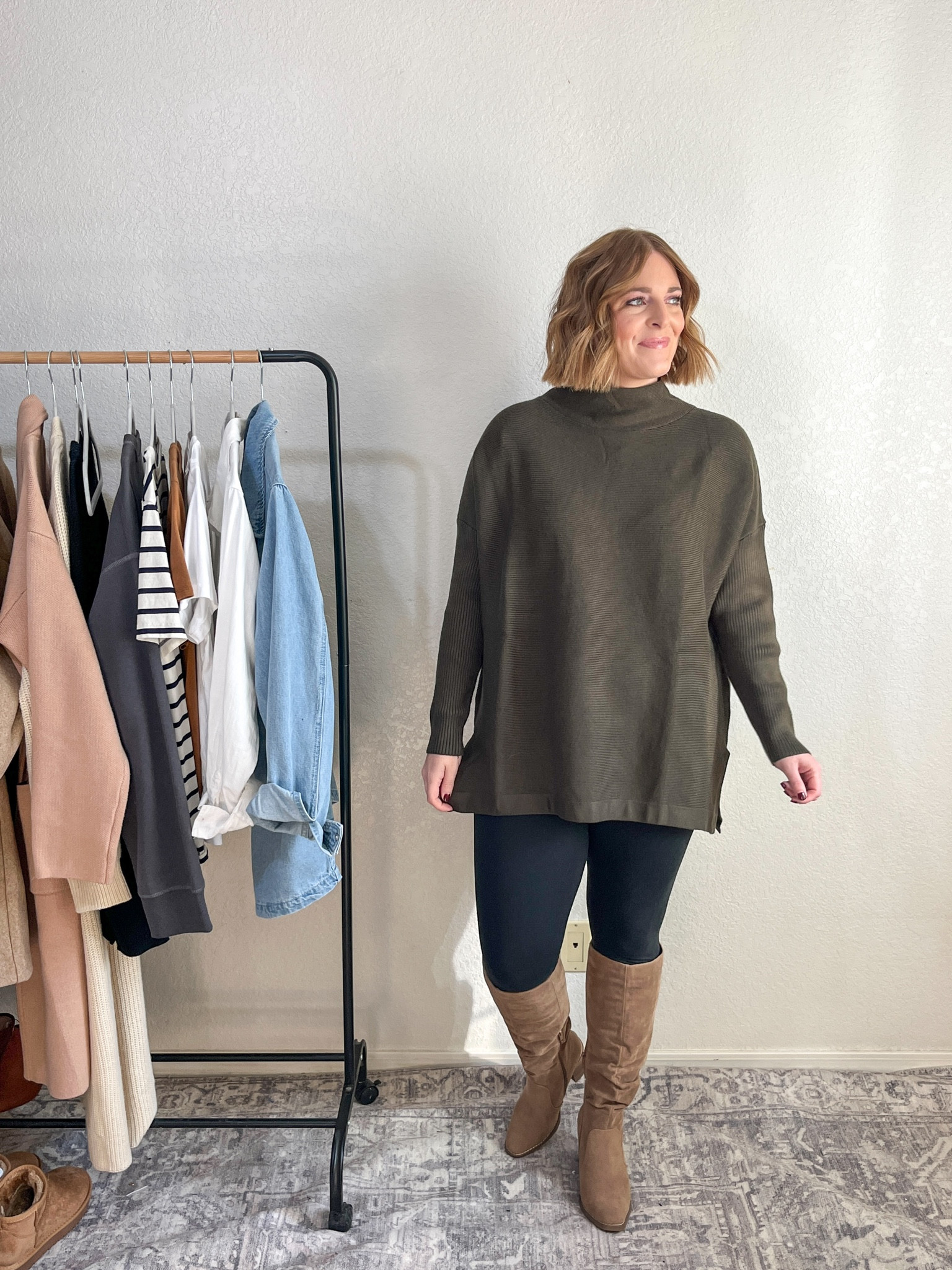 Ribbed tunic sweater + leggings// wearing L (tts)

#LTKmidsize #LTKfindsunder50