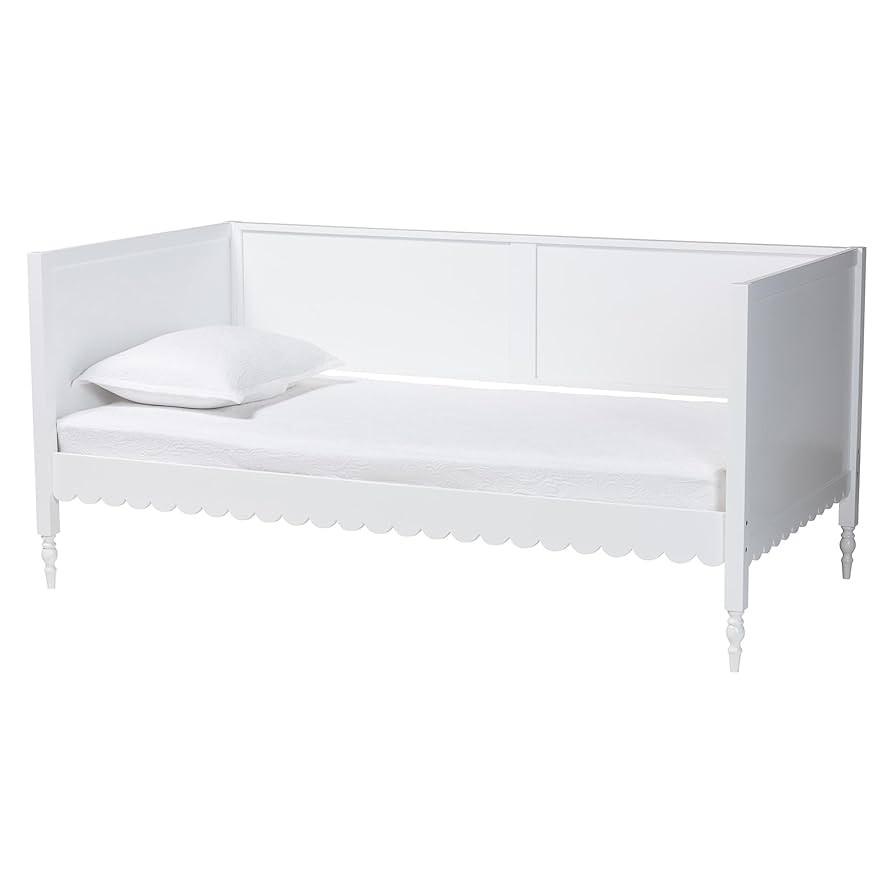 Baxton Studio Roni Modern White Wood Twin Daybed with Scalloped Edges | Amazon (US)