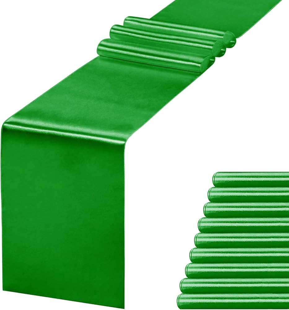10 Pack Green Table Runner 12 X 108 Inch Silk Table Runner for Party,Wedding, Birthday, Banquets,... | Amazon (US)