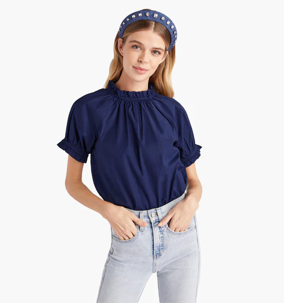 The Kit Top - Navy Poplin | Hill House Home