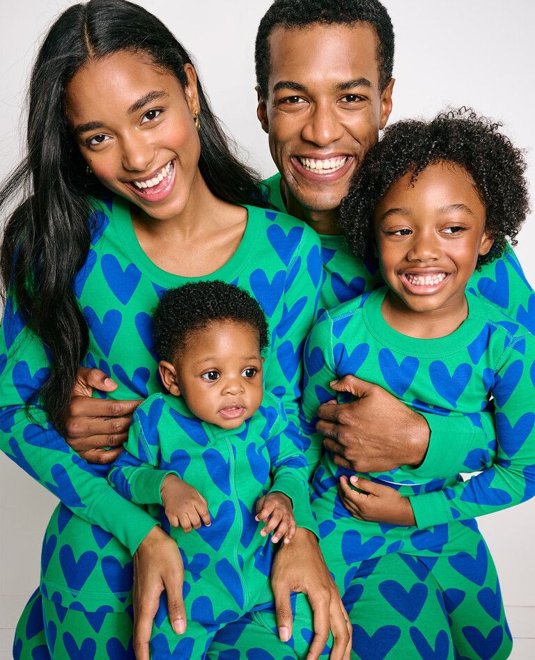 Hearts on Hearts on Green Matching Pajama Set | Hanna Andersson