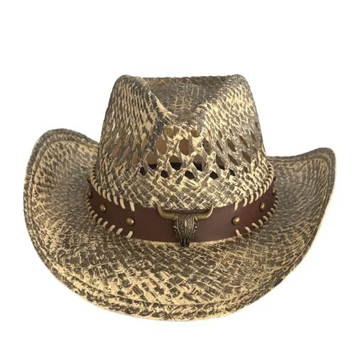 EOZY Straw Cowboy Cowgirl Hat for Women,Wide Brim Sun Beach Hat for Men Western Cowboy Hats | Amazon (US)