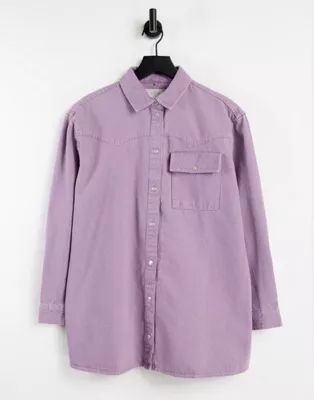 Noisy May oversized denim shirt in pale purple | ASOS | ASOS (Global)