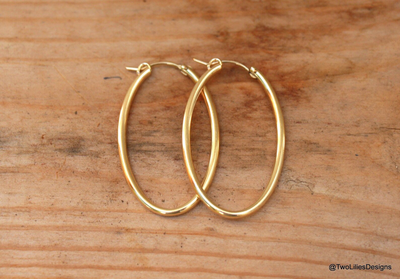 14K Gold Hoop Earrings, Oval Hoop Earrings, Gold Filled Hoops, Simple Minimal Earring, Oval Jewel... | Etsy (US)