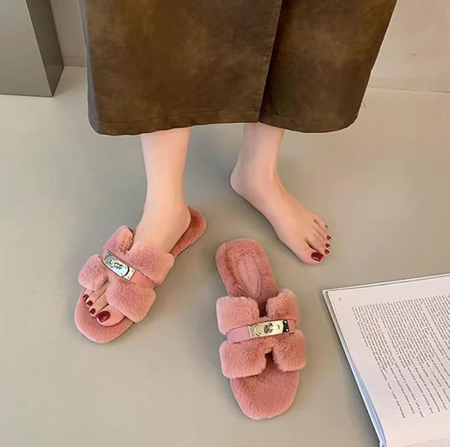 Axellion Womens Fuzzy Slides Open Toe Fluffy House Slippers | Amazon (US)
