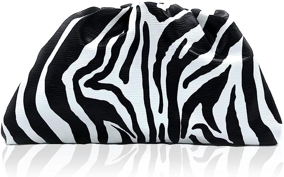 Fashion Day Clutch Dumpling Bag Zebra Embossing Holographic Cloud Bag Clip Purse Bag Women Pleate... | Amazon (US)