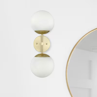 Origin 21 Tupelo 5.88-in 2 -Light Brushed Gold Modern/contemporary Vanity light | Lowe's