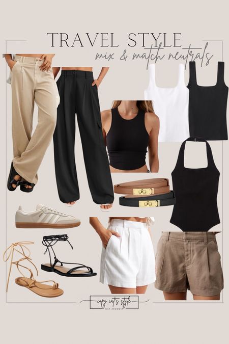 Travel outfits, mix and match neutral pieces, beige and black fashion finds

#LTKStyleTip #LTKTravel #LTKOver40
