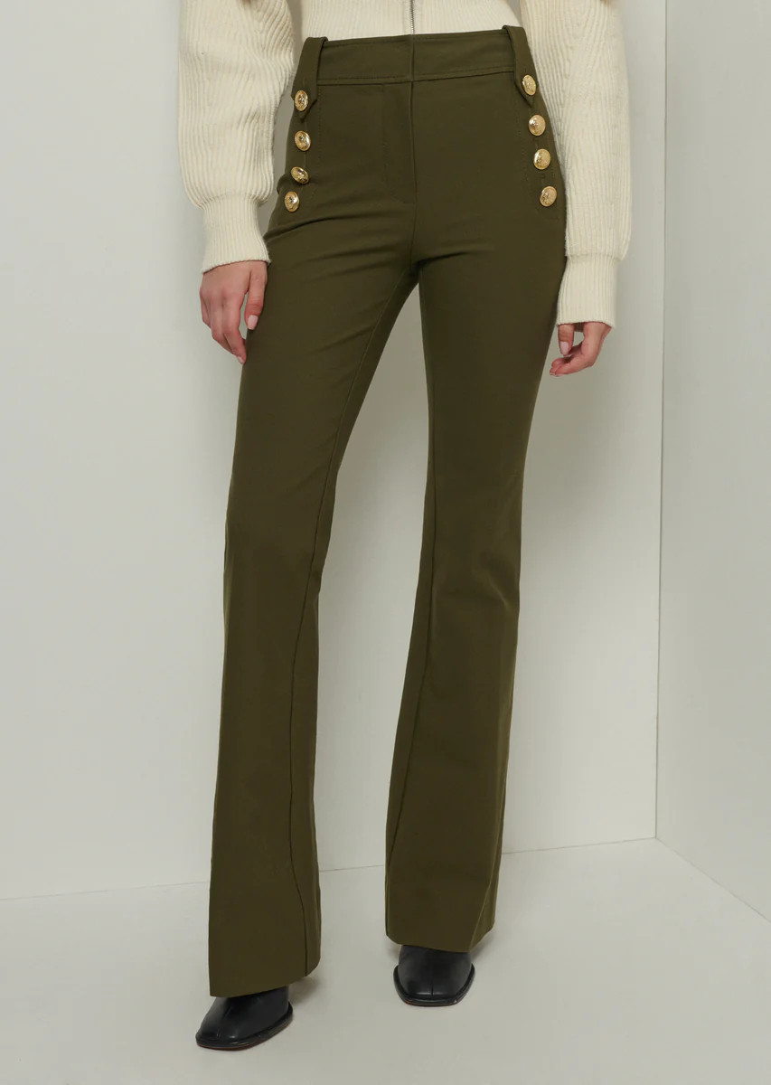 Robertson Flare Trousers - Army | Derek Lam