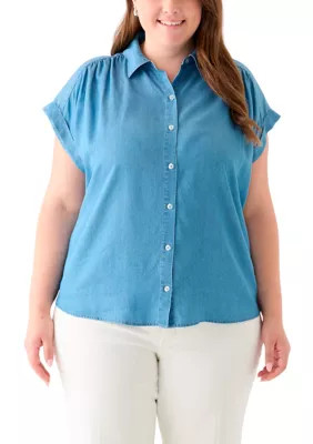Fever Plus Size Short Sleeve Camp Shirt | Belk