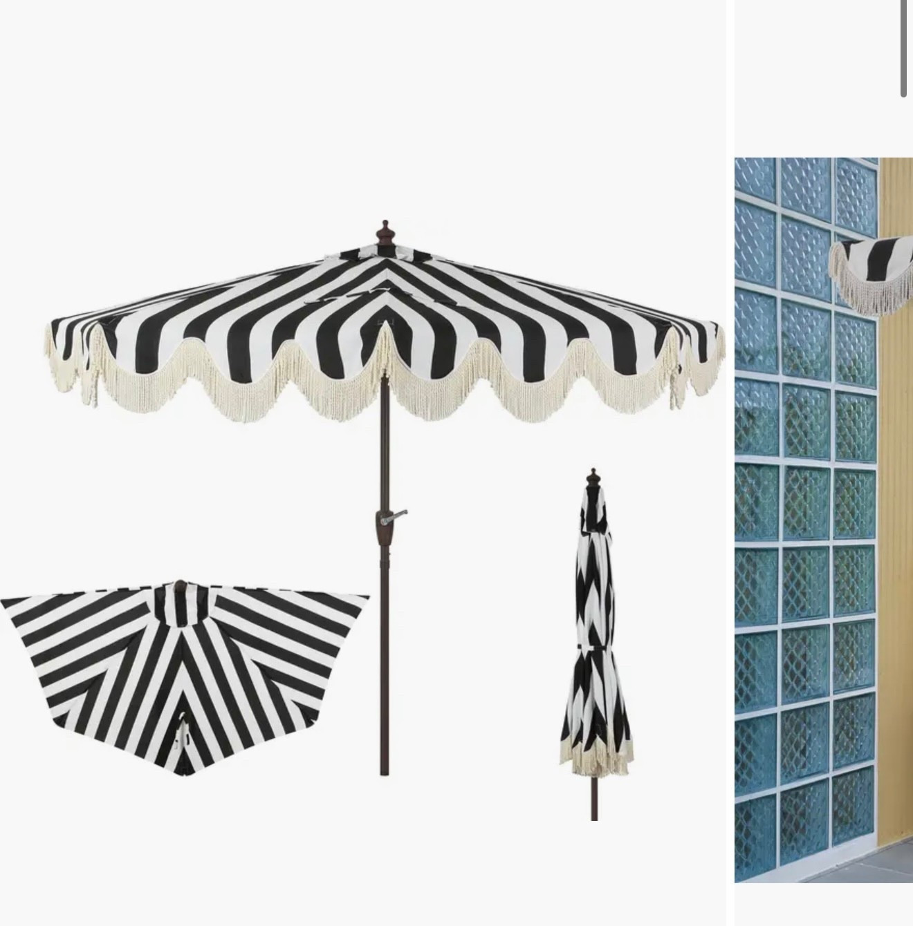 Gorgeous 9 Foot fringed patio umbrella. See more colors. 

#LTKHome #LTKSeasonal #LTKSaleAlert