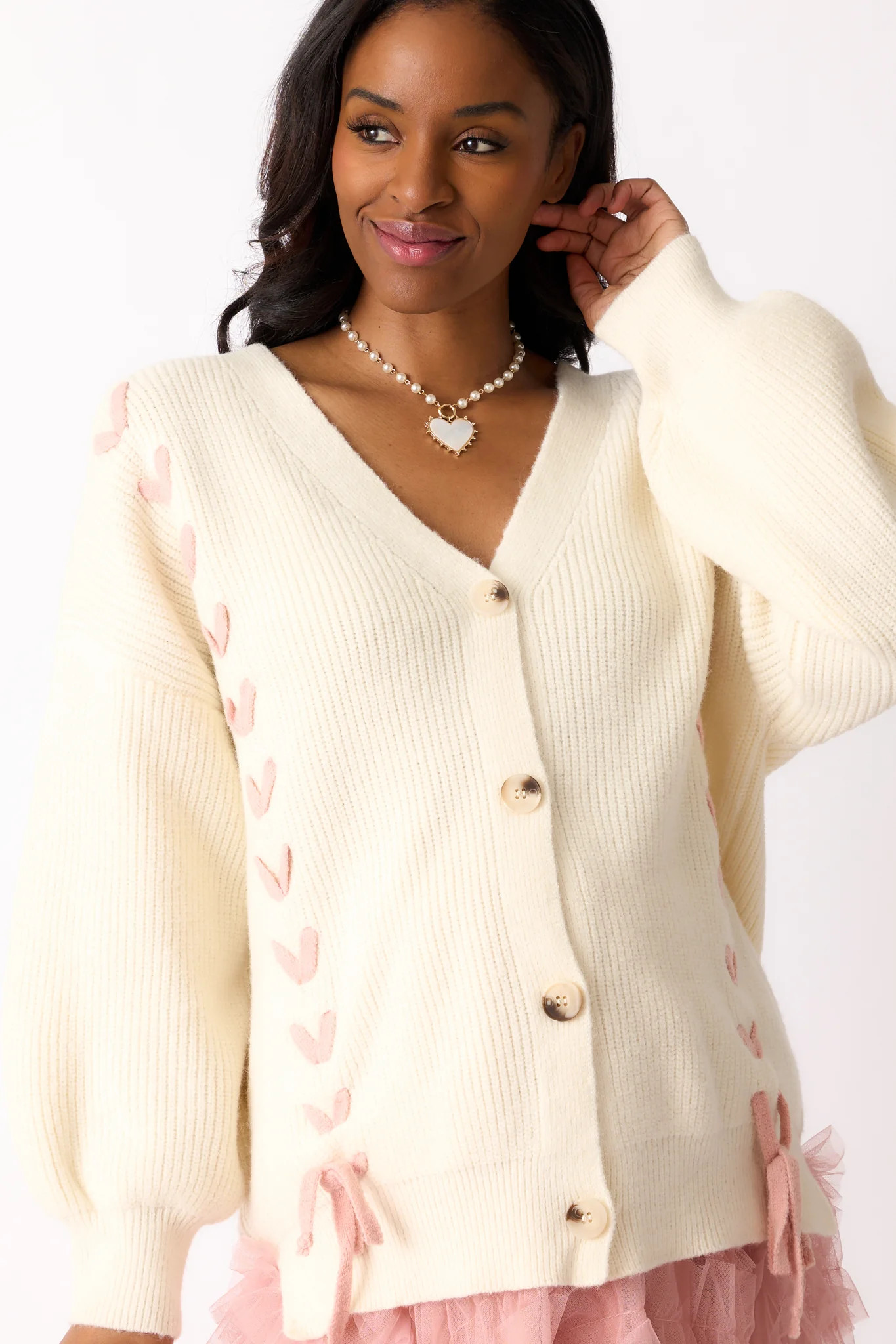 Stitched With Love Ivory Knit Cardigan | Red Dress